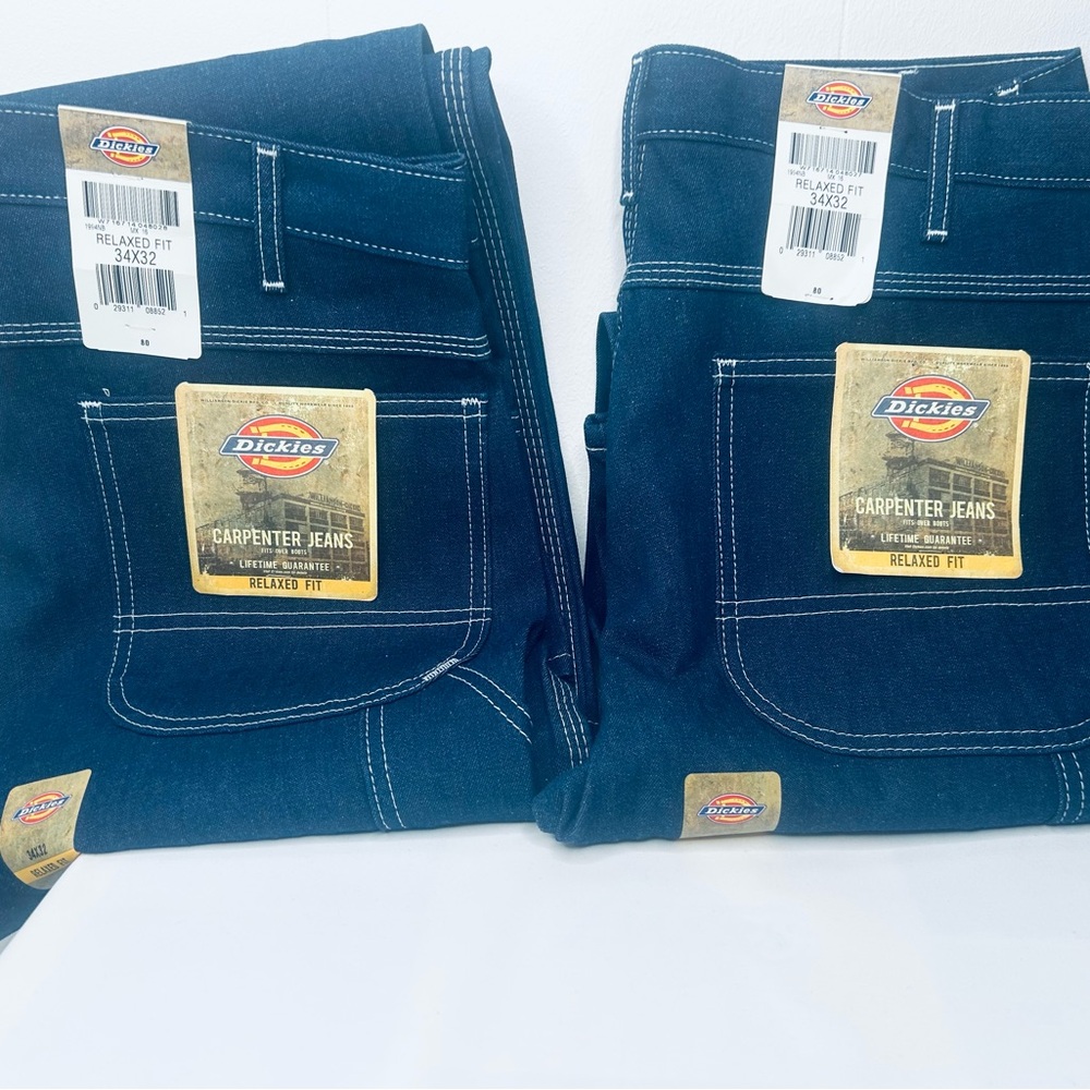 Dickies Blue Relaxed Fit Jeans with Contrast Stitching